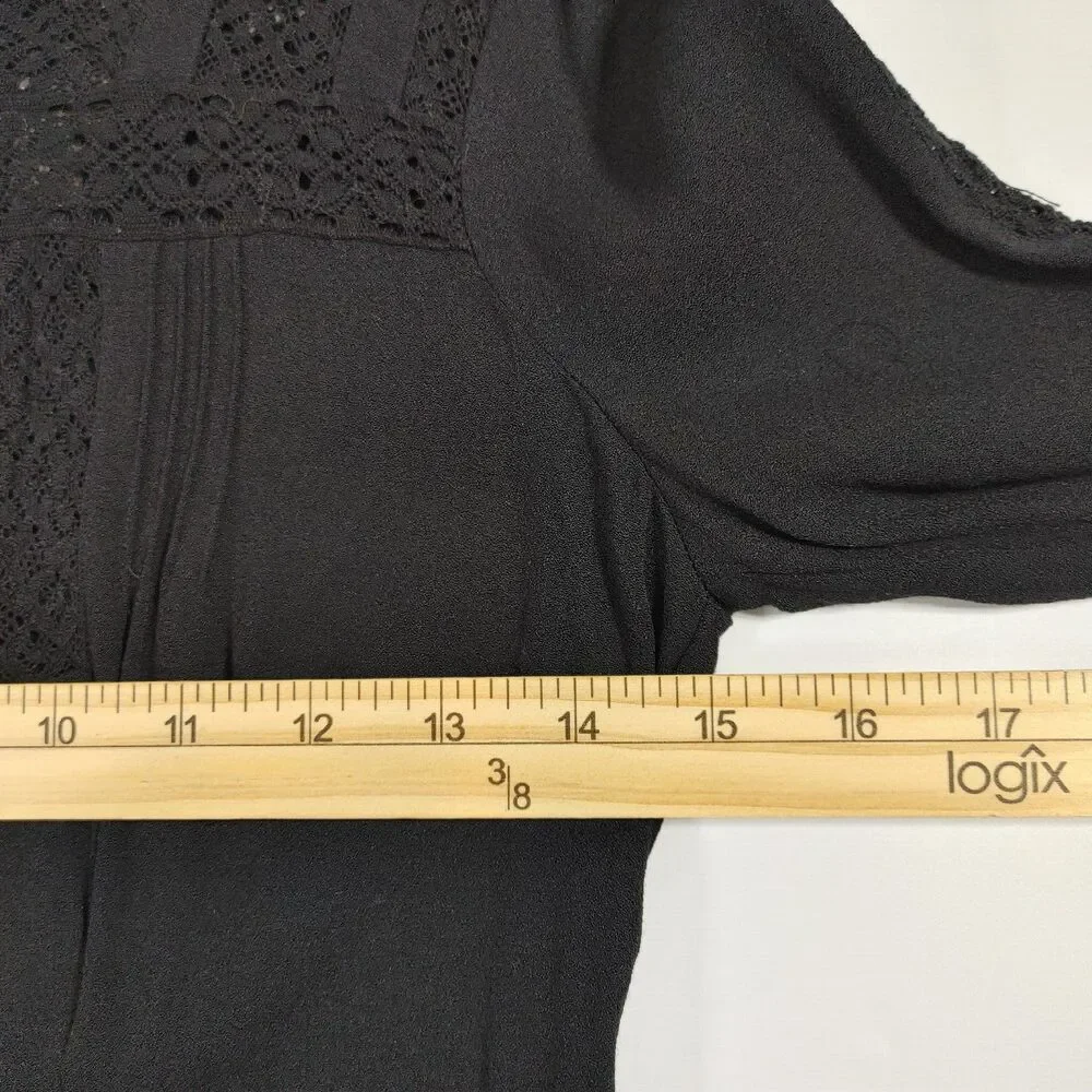 J Crew Point Sur Top Womens 00 Black Peplum Lace Crochet Victorian Wimsigoth‎